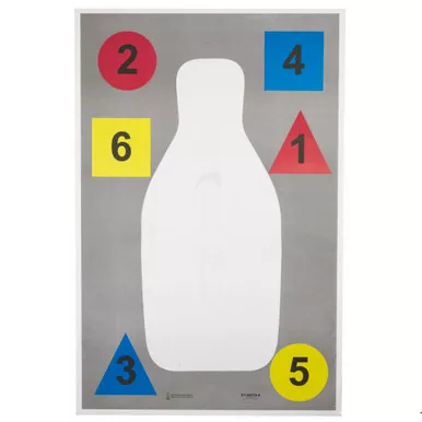 Action Target DT-ANTQ-A Anatomy And Command Training Multi Purpose Target | FBI-Q Target | Vital Anatomy And Shapes | Black/Red/Blue/Yellow | 23"x35" | 100 Per Box | DT-ANTQ-A-100