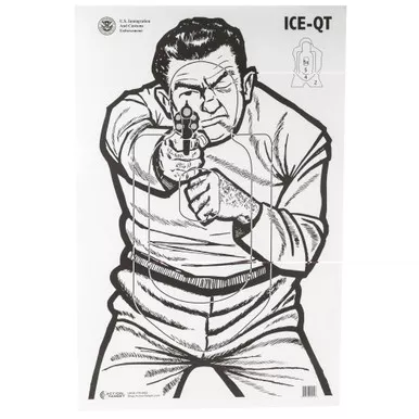 Action Target ICE-QT | Immigration And Customs Enforcement Target | 2009 Version | Ivory/Black | 23"x35" | 100 Per Box | ICE-QT(2009)-100