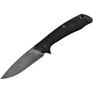 American Buffalo Knife & Tool Shadow Pocket Knife 3.5" Drop Point D2 Stonewashed Blade G-10 Handle Black