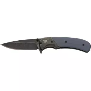 Browning The Range Pocket Knife 2.75" Drop Point 7Cr17MoV Stonewashed Black Oxide Blade G-10 Handle Navy Blue