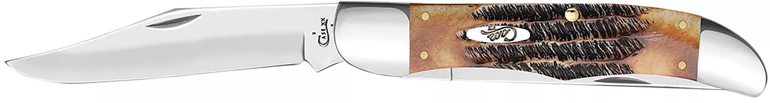 Case 03574 Hunter4.10" Folding Plain Mirror Polished Tru-Sharp SS Blade, 6.5 BoneStag Handle