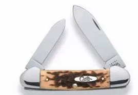 Case Canoe Amber Bone Spear/Pen Folding Knife w/Plain Edge (00263)