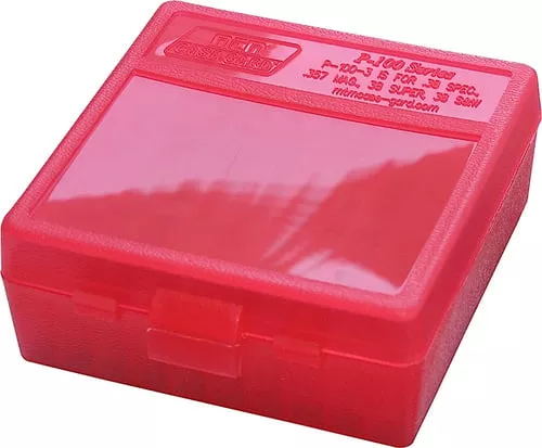 MTM Flip Top Ammo Box 100rd Clear Red