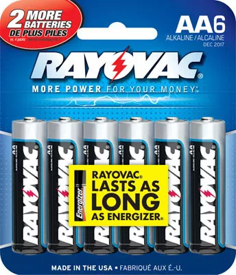 RayoVac 8156E 6-Pack Carded Alkaline AA Batteries