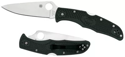 Spyderco Clip Point Folding Knife w/Plain Edge (C10FPGR)