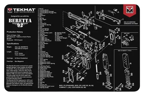 TEKMAT PISTOL MAT BERETTA 92 BLK
