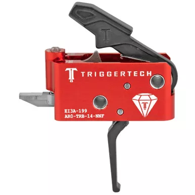 TriggerTech Trigger | 1.5-4.0LB Pull Weight | Fits AR-15 | Diamond Flat Trigger | Right Hand | Adjustable | Black Finish | Includes Installation Tools | Instructions Book | & Patch | AR0-TRB-14-NNF