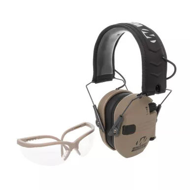 Walker's Razor | Electronic Ear Protection | Flat Dark Earth Color | Includes Matching Clear Shooting Glasses | GWP-RSEMSPSGL-FDE