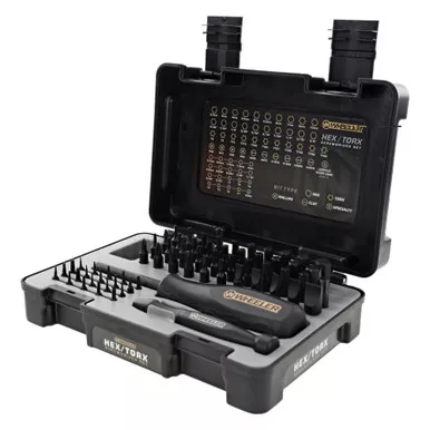 Wheeler 65 Piece Hex/Torx Driver Set | Includes 2 Bit Drivers | 63 Hex/Torx Bits and Hard Case | Black | 4001007