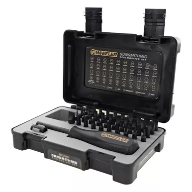 Wheeler Gunsmithing Screwdriver Set | Includes Bit Driver | 42 Bits and Hard Case | Black | 4001006