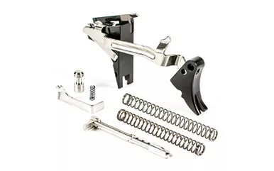 Zev Technologies Fulcrum Adjustable Drop In Trigger Upgrade Kit | For Glock Gen 1-3 | .45 ACP | Black / Black | FUL-ADJ-DRP-45-B-B